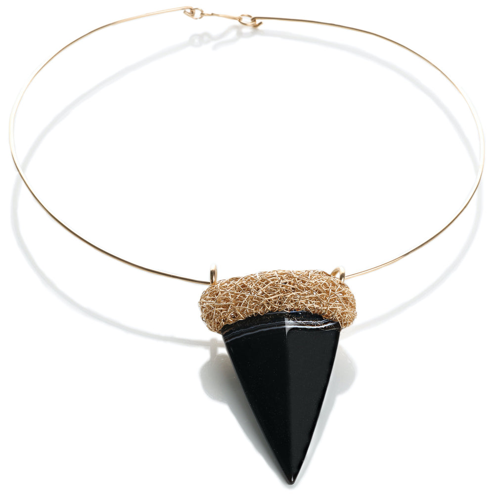 black stone necklace one-of-a-kind one-off Choker Pointed agate stone choker Sheila Westera