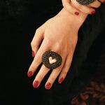 heart ring, Oya, Baroque Pearl, blackened silver, jewel, Sheila Westera, jewellery, statement, cocktail, 
