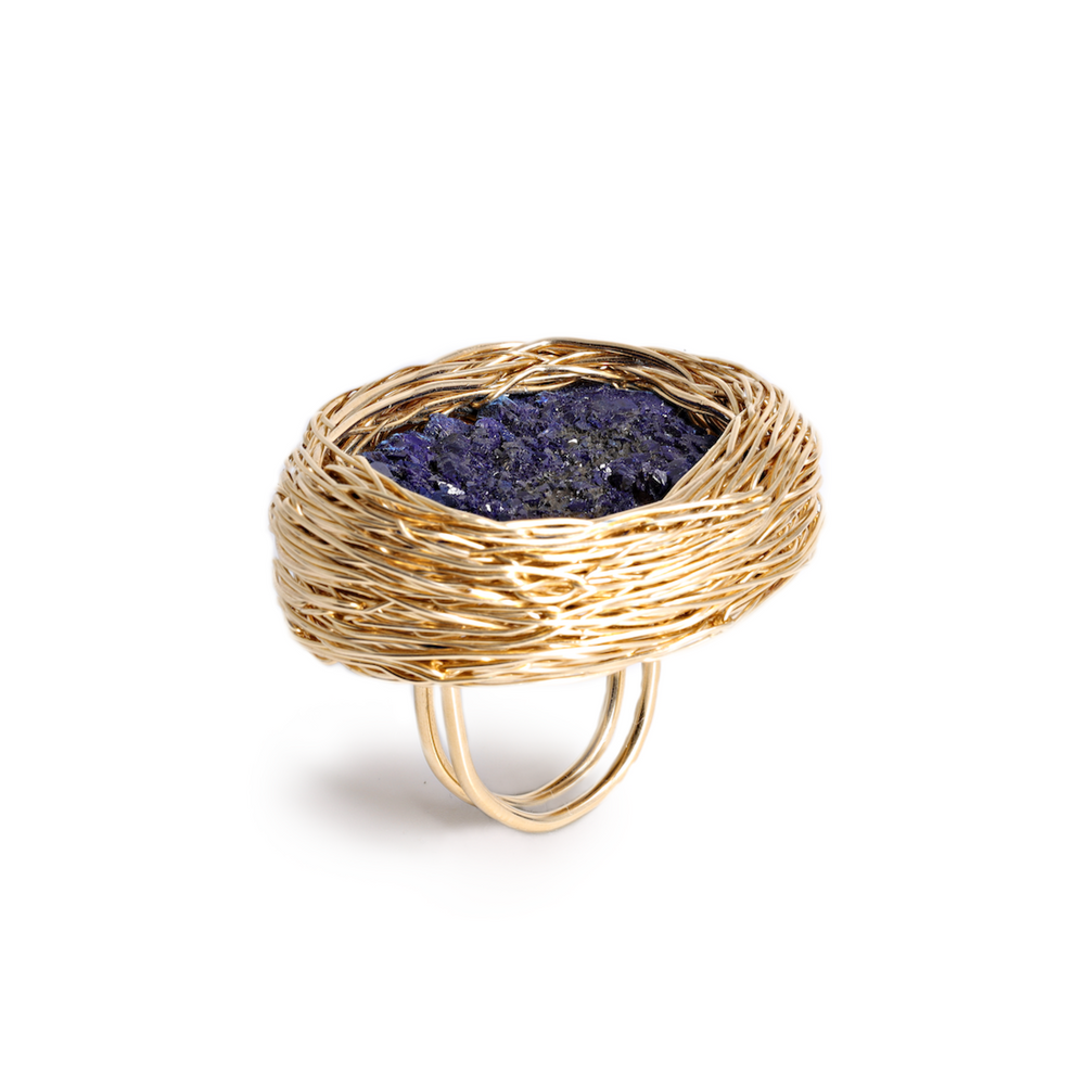 Imenia, Gold ring, Azurite, Cool Style, Sheila Westera Jewellery, CocktailHour, CocktailRing, jewelry, one-of-a-kind, blue stone ring, unique, wearable art, London design, Edgy Ring, Swiss made, Beautiful rings, StatementRing, Jewellery maker, ringen, Rings, RawStoneRing, Midnightblue