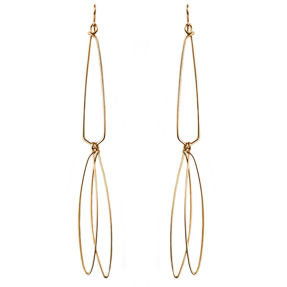 Fashionable, Swissmade, Rose gold, Cadeaux, Gift, One-off, long style, Earrings, Minimal, modern, light, Unique, Art, earring, Purely Wired, Sheila Westera, Swissmade, jewel design, fashion, Glamorous, Accessories