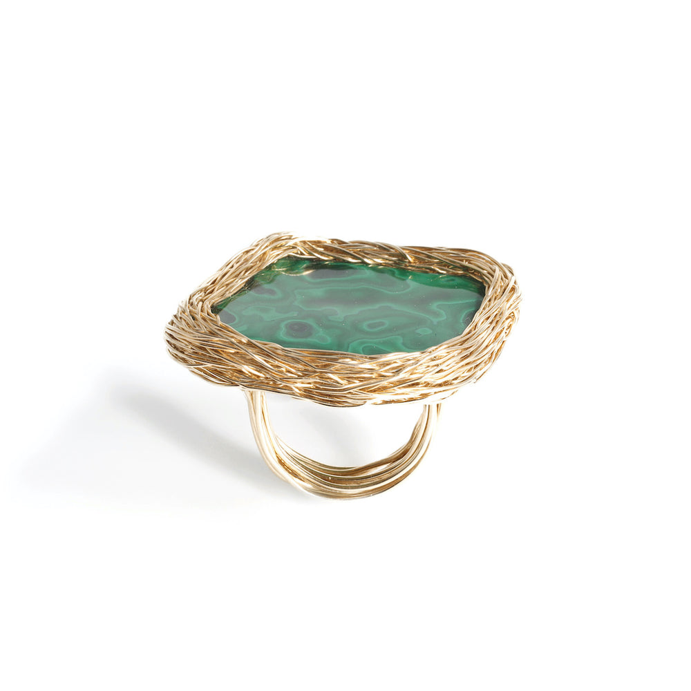 Valery, Yellow Gold ring, Cool Style, Sheila Westera Jewellery, CocktailHour, CocktailRing, jewelry, one-of-a-kind, green stone ring, unique, wearable art, London design, Edgy Ring, Swiss made, Beautiful rings, StatementRing, Jewellery maker, ringen, Rings, Malachite, MalachiteRing